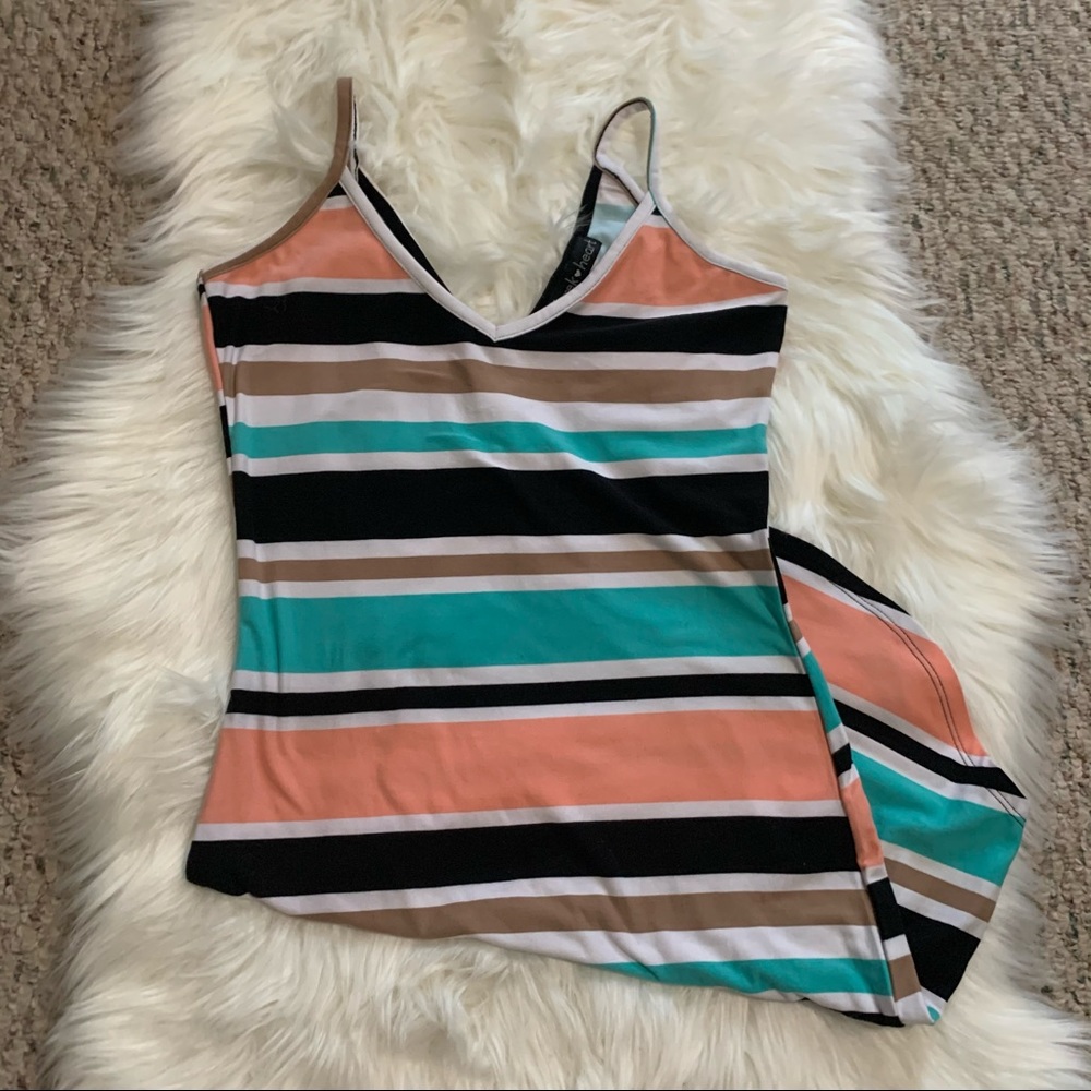Striped V Neck Dress